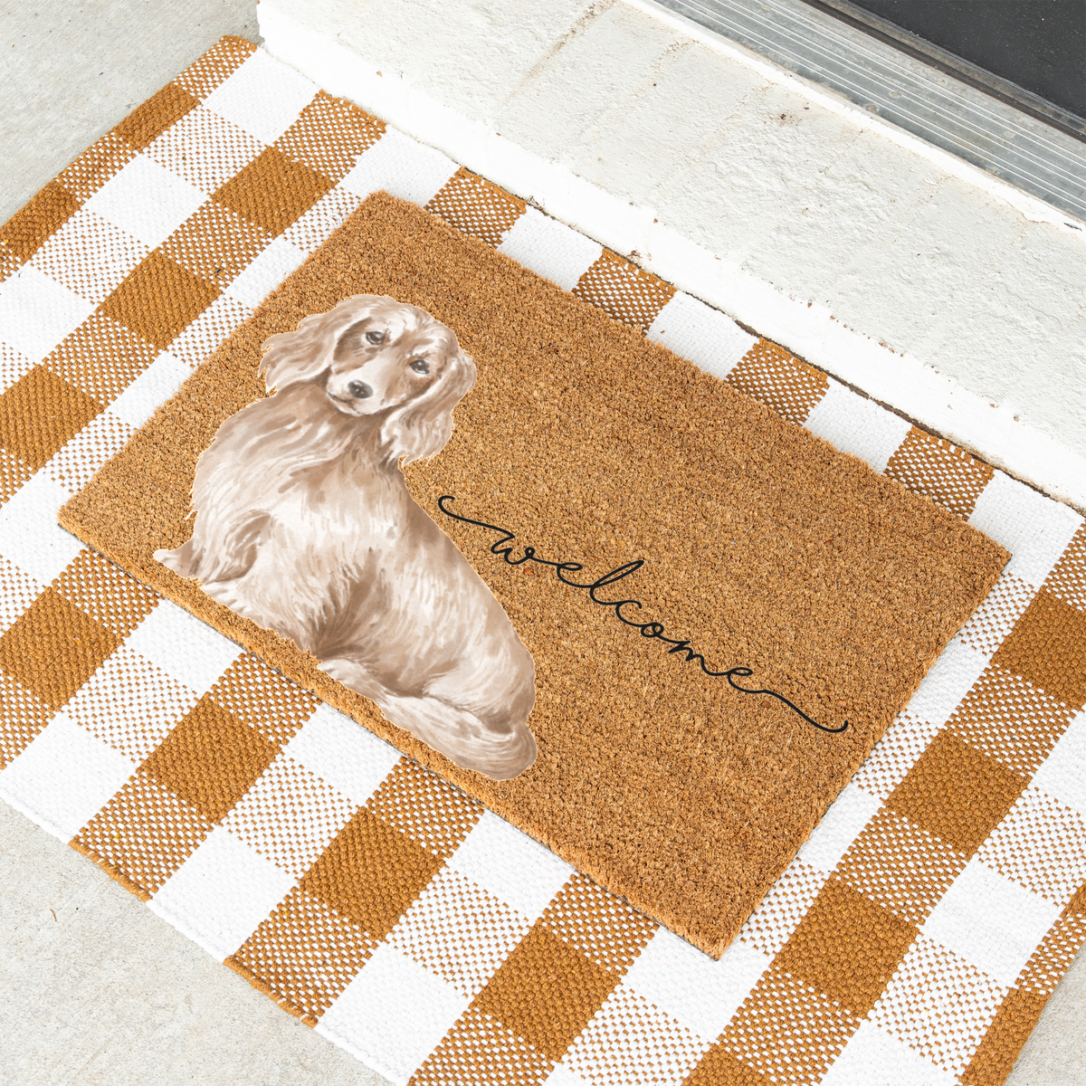 Long Haired Dachshund Doormat, Dachshund Welcome Mat, Wiener Dog Lover Gift, Dachshund Mom Gift, Cute Dog Porch Decor, Front Door Mat