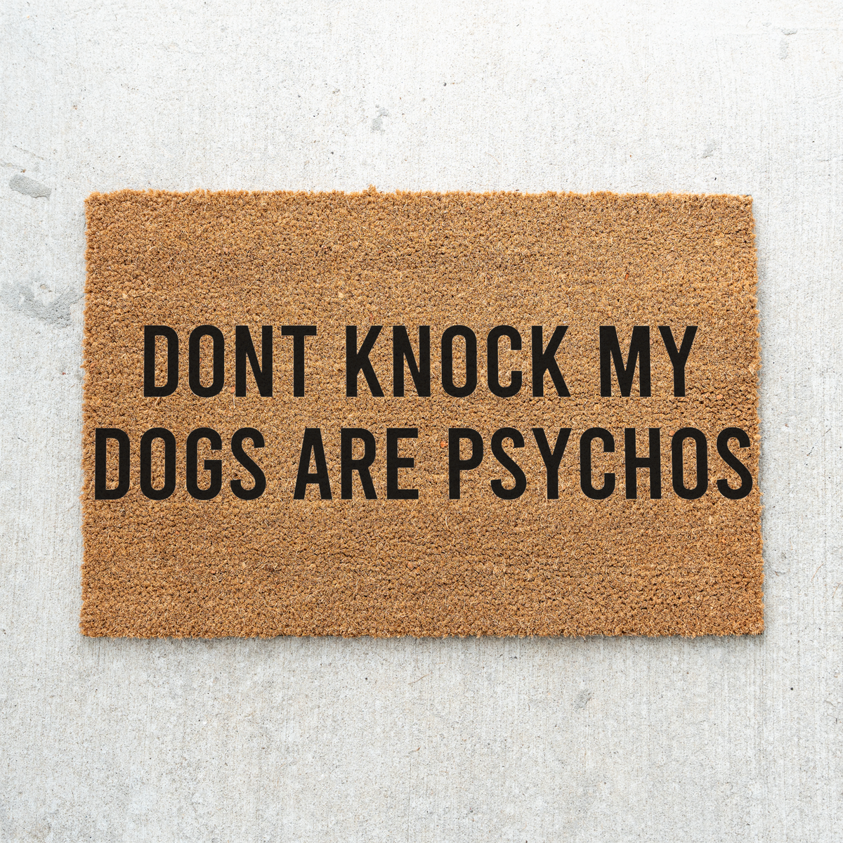 Funny Dog Doormat, Don't Knock My Dogs Are Psychos Welcome Mat, Humorous Dog Lover Gift, Pet Owner Porch Decor, Funny Front Door Mat