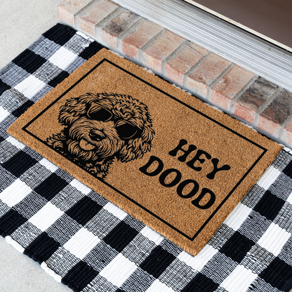 Hey Dood Funny Welcome Dog Doormat, Non-Slip Entrance Rug, Indoor Outdoor Mat, Home Decoration, Funny Dog Gift Decor Doormat