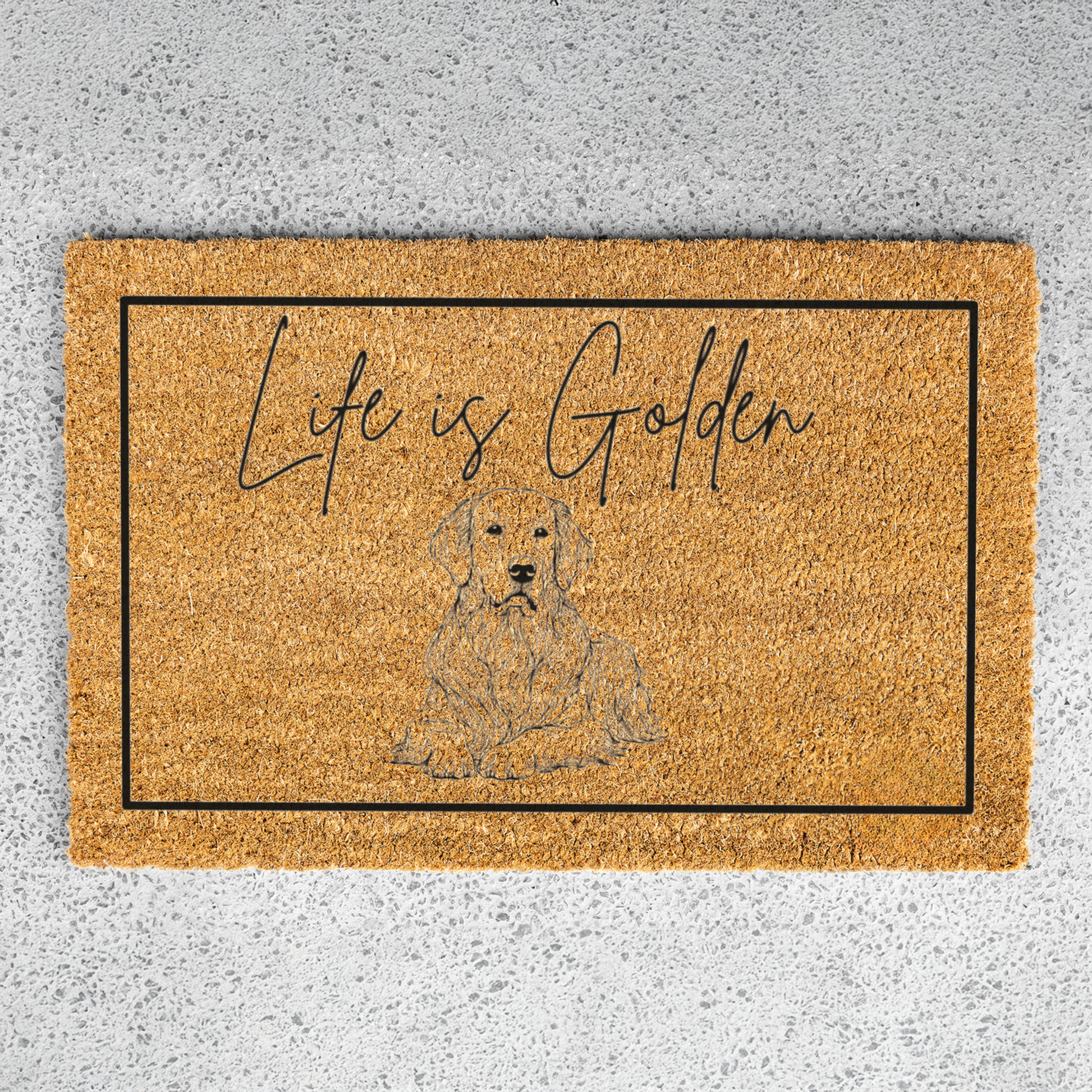 Life Is Golden Funny Dog Doormat, Dog Welcome Doormat, Funny Housewarming Gift, Modern Entryway Rug for Indoor Outdoor, Golden Retriever