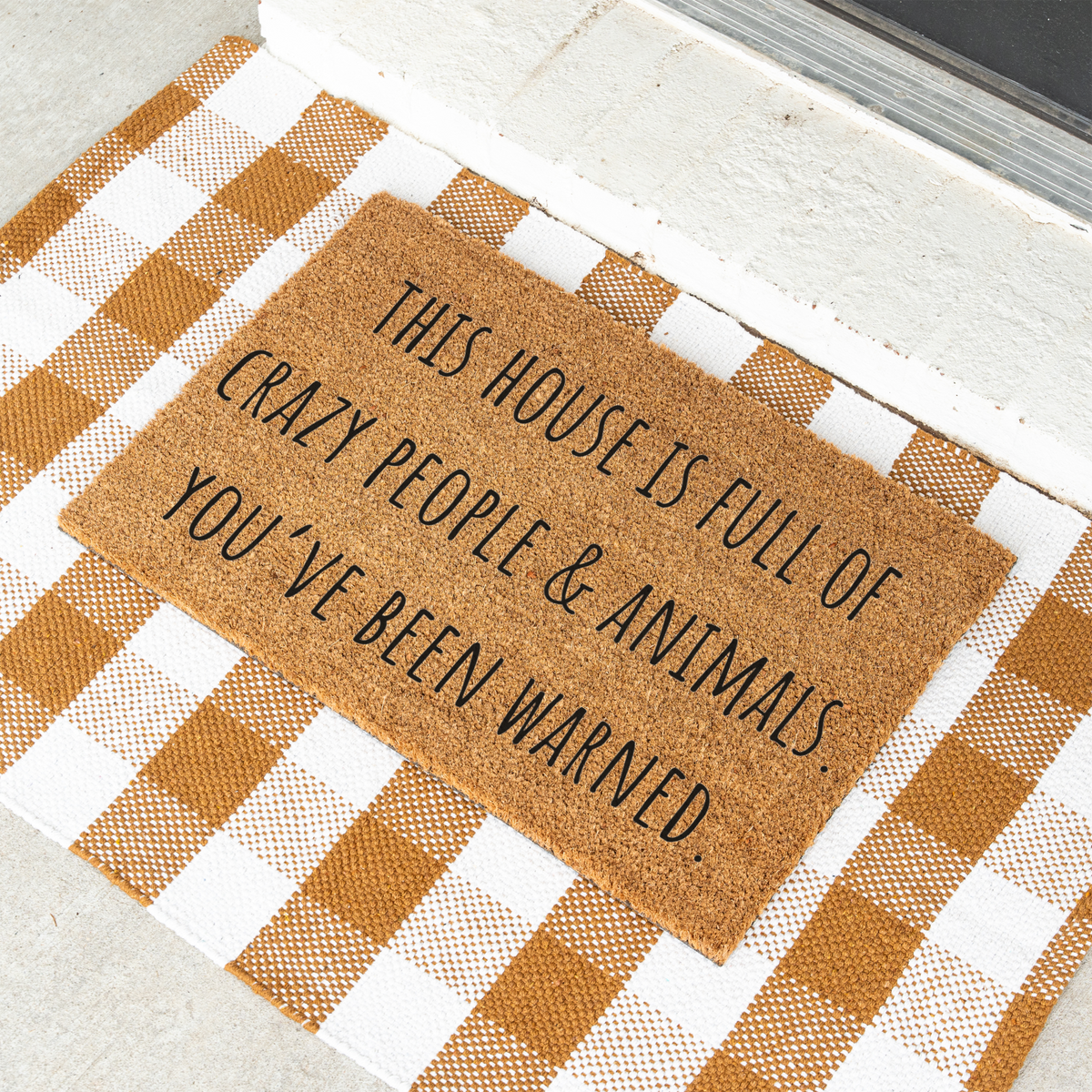 Funny Doormat, This House Is Full of Crazy People and Animals, You've Been Warned Welcome Mat, Pet Lover Gift, Housewarming Door Decor