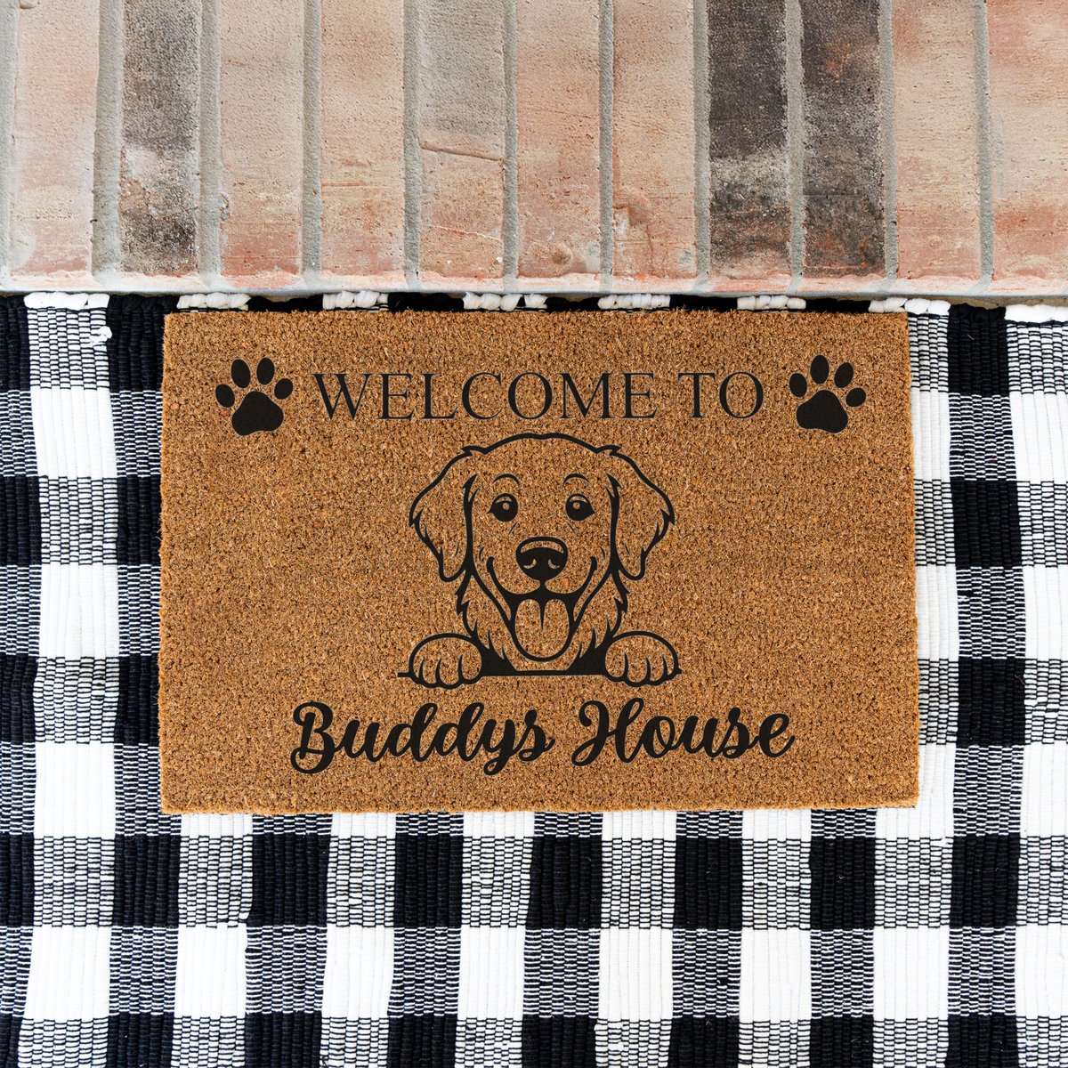 Personalized Dog Doormat, Custom Dog Name Welcome Mat, Welcome to Dogs House, Pet Lover Gift, Dog Owner Housewarming Front Door Decor