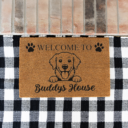 Personalized Dog Doormat, Custom Dog Name Welcome Mat, Welcome to Dogs House, Pet Lover Gift, Dog Owner Housewarming Front Door Decor