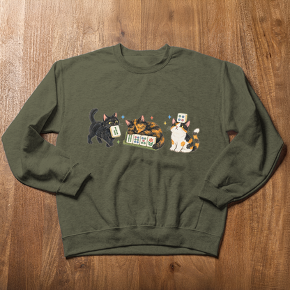 Mahjong Cat Sweatshirt, Funny Cat Lover Mahjong Crewneck, Mahjong Gift for Her, Cute Kitty Mah Jongg Shirt, Game Night Pullover