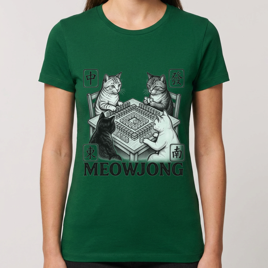 Meowjong Shirt, Funny Cat Mahjong T Shirt, Mahjong Cat Lover Gift, Cats Playing Mahjong Tee, Mah Jong Game Night Shirt for Women