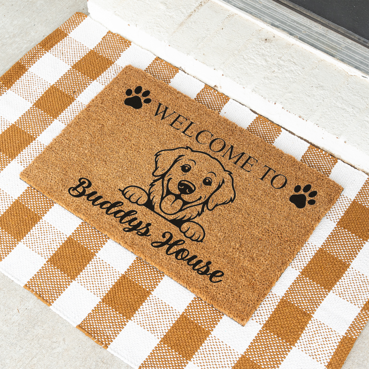 Personalized Dog Doormat, Custom Dog Name Welcome Mat, Welcome to Dogs House, Pet Lover Gift, Dog Owner Housewarming Front Door Decor