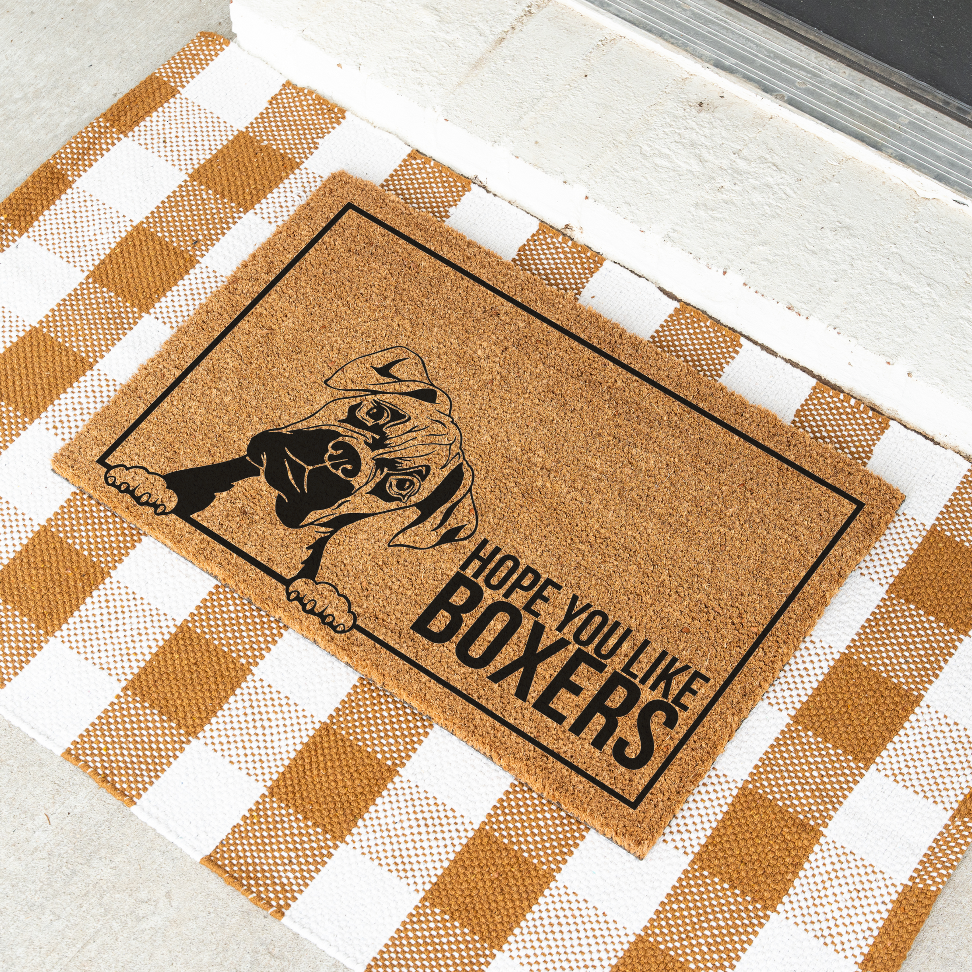 Hope You Like Boxers Funny Dog Doormat, Funny Dog Boxer Doormat, Durable Coir Mat for Entryway, Dog Door Mat