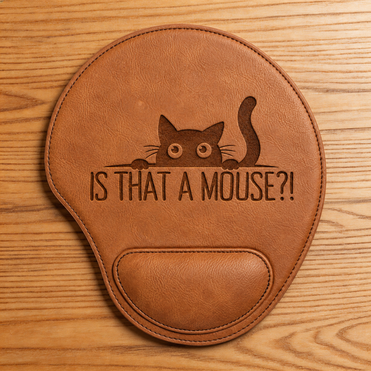 Funny Cat Engraved Leather Mouse Pad