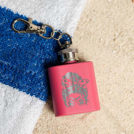 Dog Mom Keychain Flask | Funny Dog Lover Gift | Mini Stainless Steel Flask | Dog Mom Stocking Stuffer | Pet Mom Gift | Dog Lover Accessory