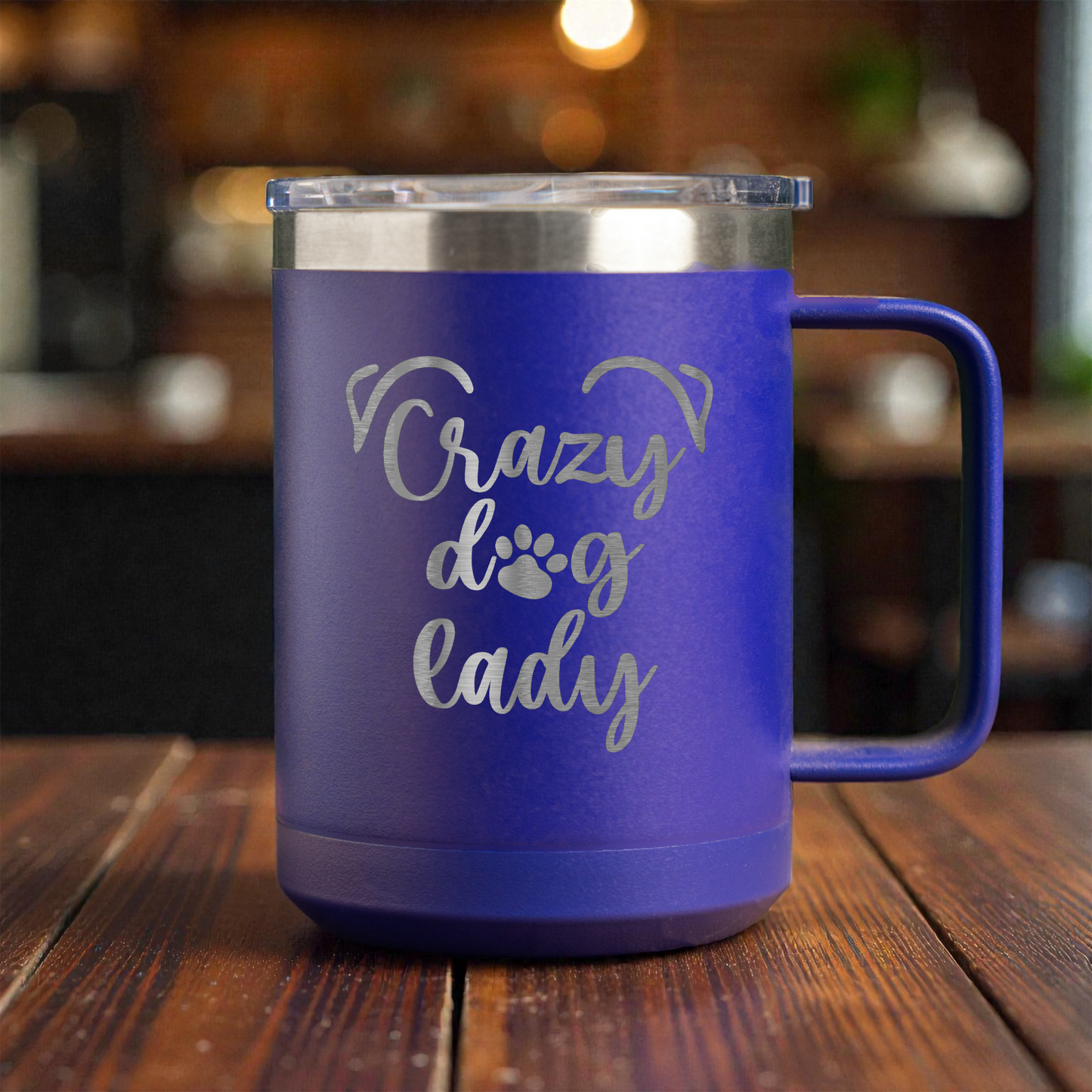 15oz Stainless Steel Mug - Crazy Dog Lady