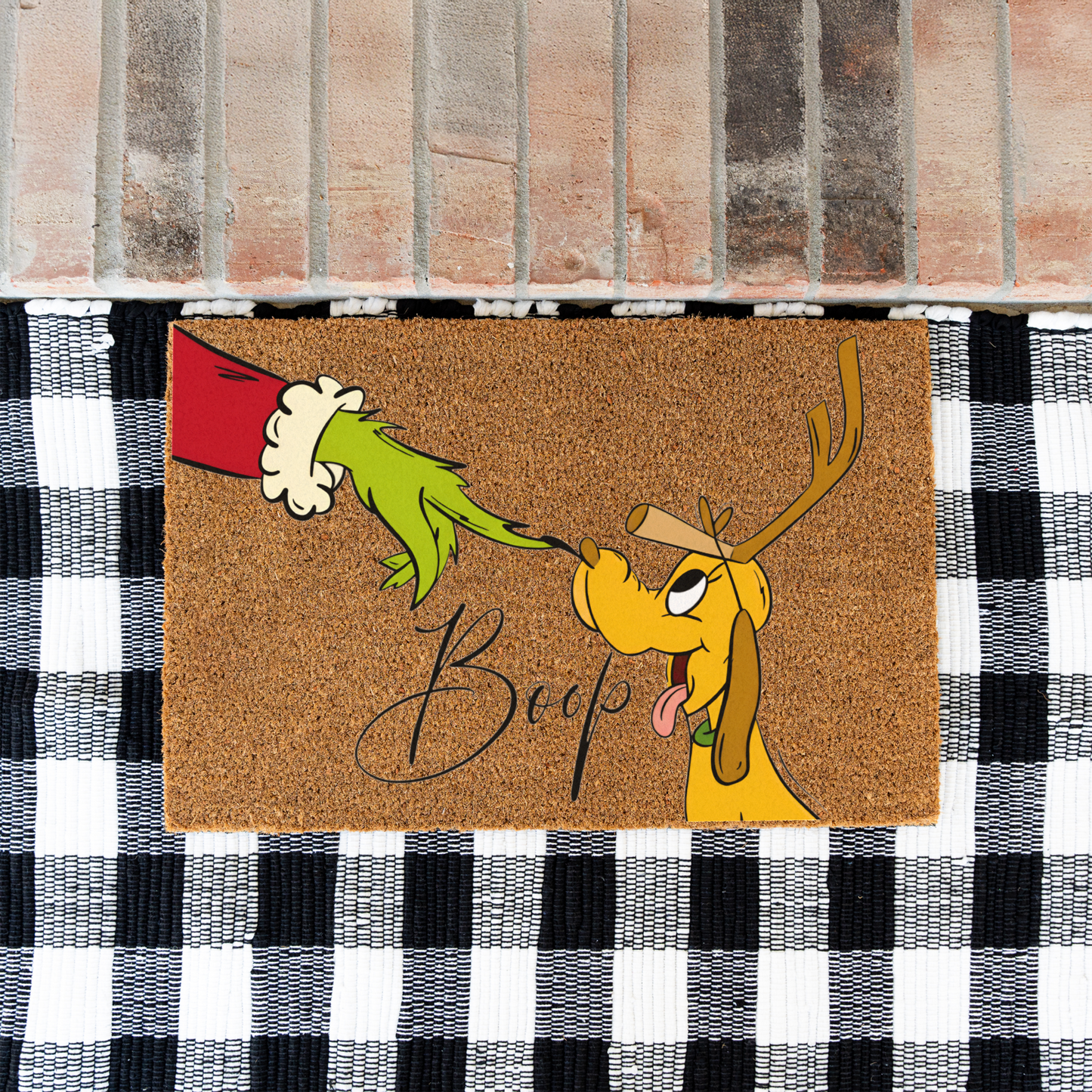 Christmas Doormat, Funny Holiday Welcome Mat, Grinch Inspired Entryway Rug, Indoor Outdoor Decor