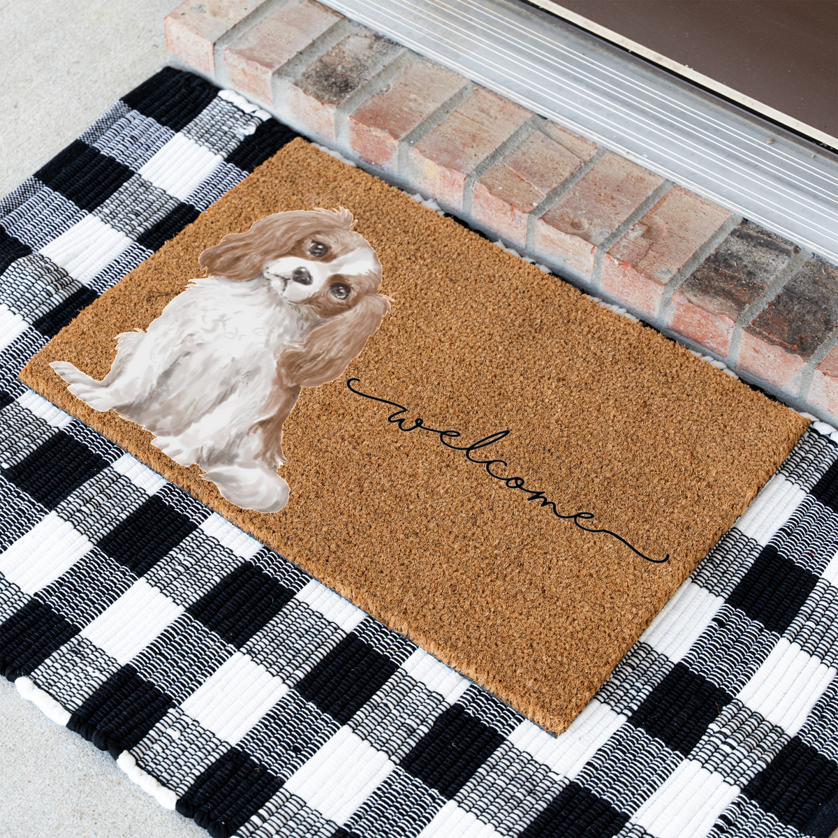 Cavalier King Charles Spaniel Doormat, Cavalier Welcome Mat, Dog Lover Gift, Cavalier Mom Gift, Cute Dog Porch Decor, Front Door Mat
