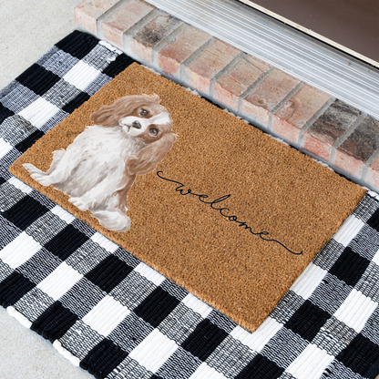 Cavalier King Charles Spaniel Doormat, Cavalier Welcome Mat, Dog Lover Gift, Cavalier Mom Gift, Cute Dog Porch Decor, Front Door Mat