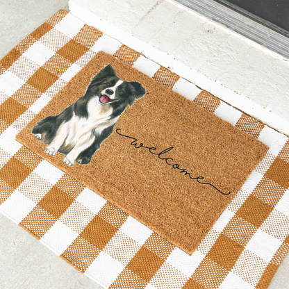 Border Collie Doormat, Dog Welcome Mat, Border Collie Lover Gift, Cute Dog Front Door Mat, Pet Lover Porch Decor, Housewarming Gift