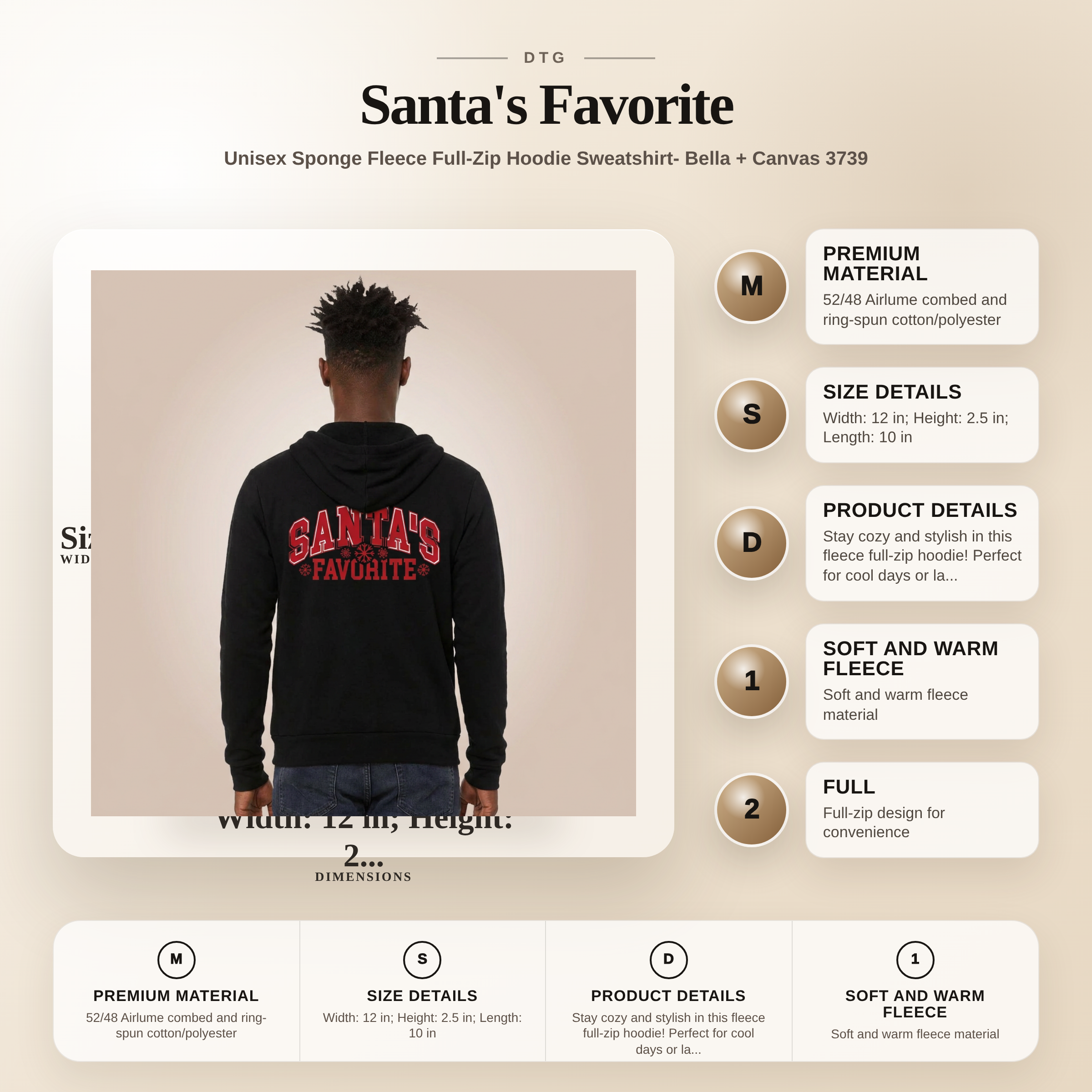 Santa's Favorite - Unisex Sponge Fleece Full-Zip Hoodie - Cozy Holiday Apparel