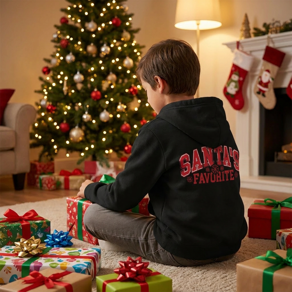 Santa's Favorite - Unisex Sponge Fleece Full-Zip Hoodie - Cozy Holiday Apparel