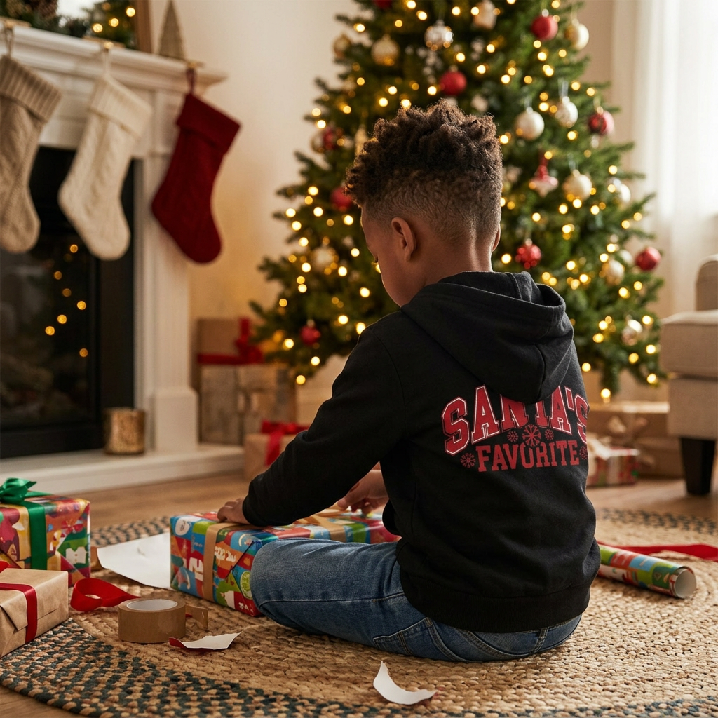 Santa's Favorite - Unisex Sponge Fleece Full-Zip Hoodie - Cozy Holiday Apparel