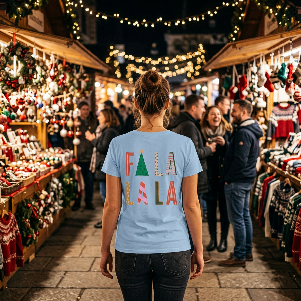 Fa La La - Women's Slim Fit Tee - Soft Cotton Comfort - Festive Holiday Wear