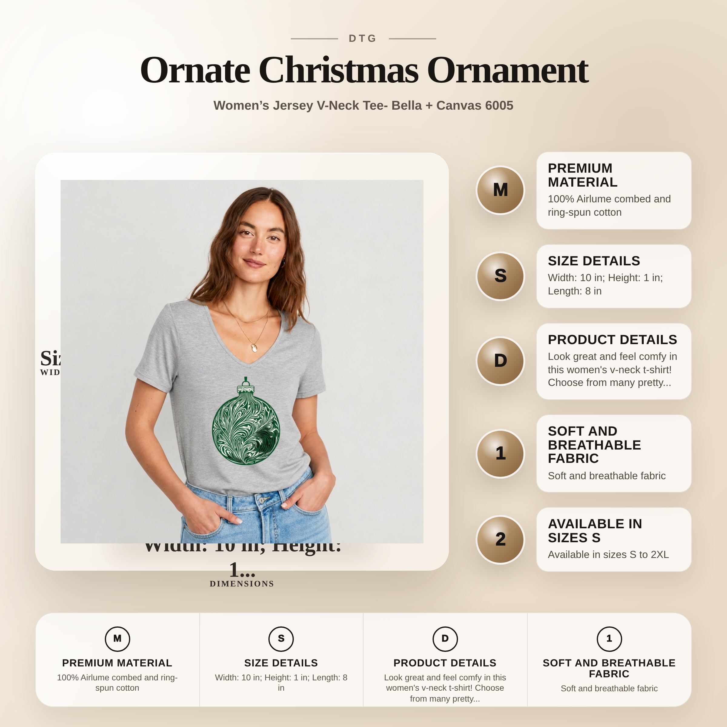 Ornate Christmas Ornament - Women’s Jersey V-Neck Tee - Festive & Elegant