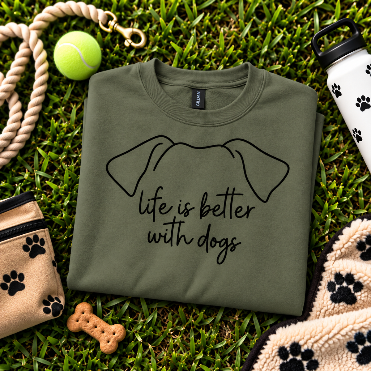 Life Is Better With Dogs Dog Ear Sweatshirt