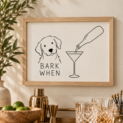 Bark When Funny Dog Framed Bar Sign