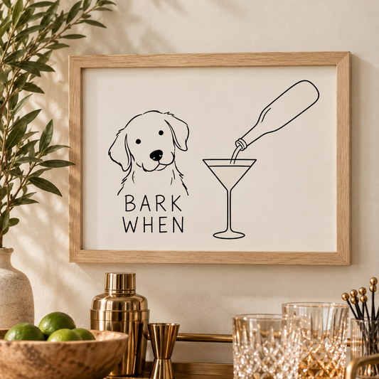 Bark When Funny Dog Framed Bar Sign