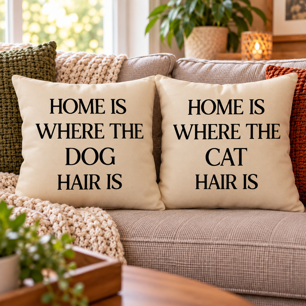 Home Is Where The Cat/Dog Hair Is Pillow Cover