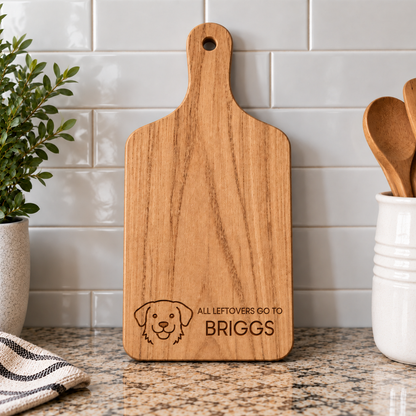 All Leftovers Go To Customizable Dog and Name Cutting Board