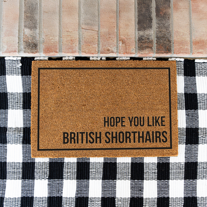 British Shorthair Cat Doormat, Hope You Like British Shorthairs Welcome Mat, Funny Cat Lover Gift, Cat Owner Door Mat, Housewarming Decor