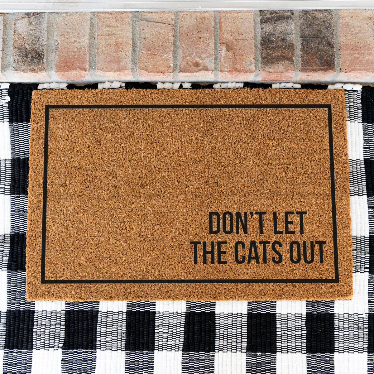 Don’t Let the Cats Out Doormat, Funny Cat Welcome Mat, Cat Lover Gift, Pet Owner Door Mat, Minimalist Housewarming Front Door Decor
