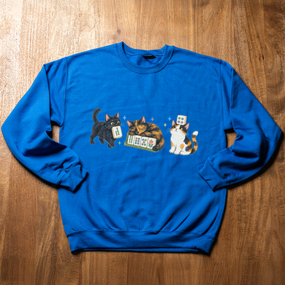 Mahjong Cat Sweatshirt, Funny Cat Lover Mahjong Crewneck, Mahjong Gift for Her, Cute Kitty Mah Jongg Shirt, Game Night Pullover