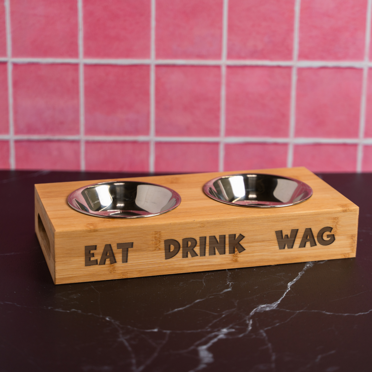 Eat, Drink, Wag Bamboo Pet Feeder