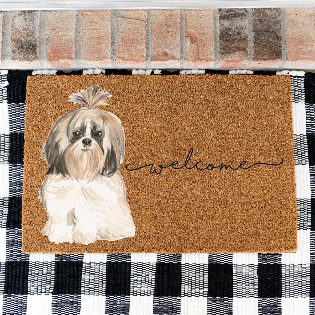 Watercolor Shih Tzu Welcome Mat