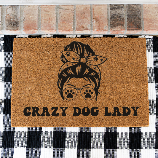 Crazy Dog Lady Doormat | Funny Dog Lover Welcome Mat | Dog Mom Front Door Mat | Pet Lover Housewarming Gift | Outdoor Entry Rug