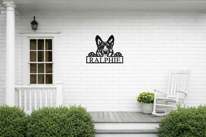 Personalized German Shepherd Sign, Custom Dog Name Metal Sign, German Shepherd Gift, Powder Coated Dog Sign, Pet Yard Fence Decor