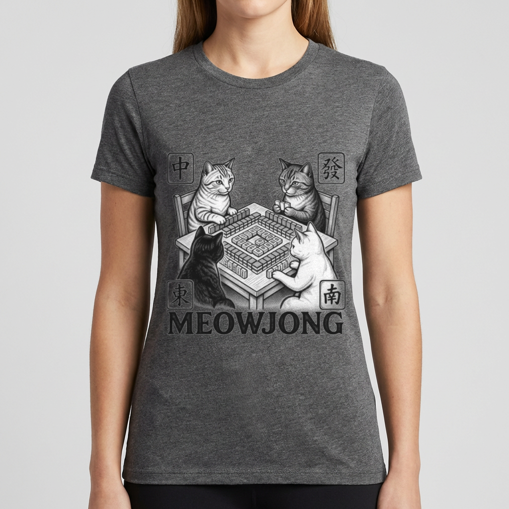 Meowjong Shirt, Funny Cat Mahjong T Shirt, Mahjong Cat Lover Gift, Cats Playing Mahjong Tee, Mah Jong Game Night Shirt for Women