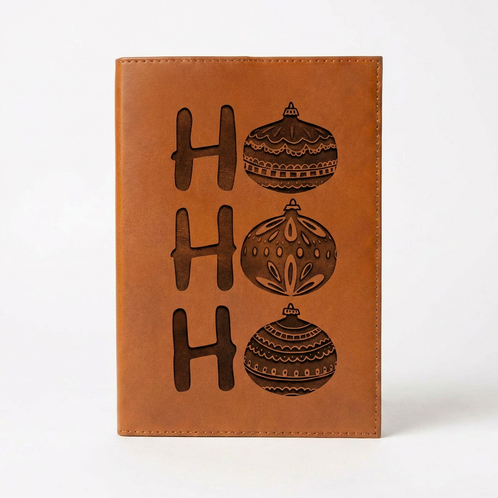 Ho Ho Ho - Leather Journal with Engraving - Perfect Holiday Gift