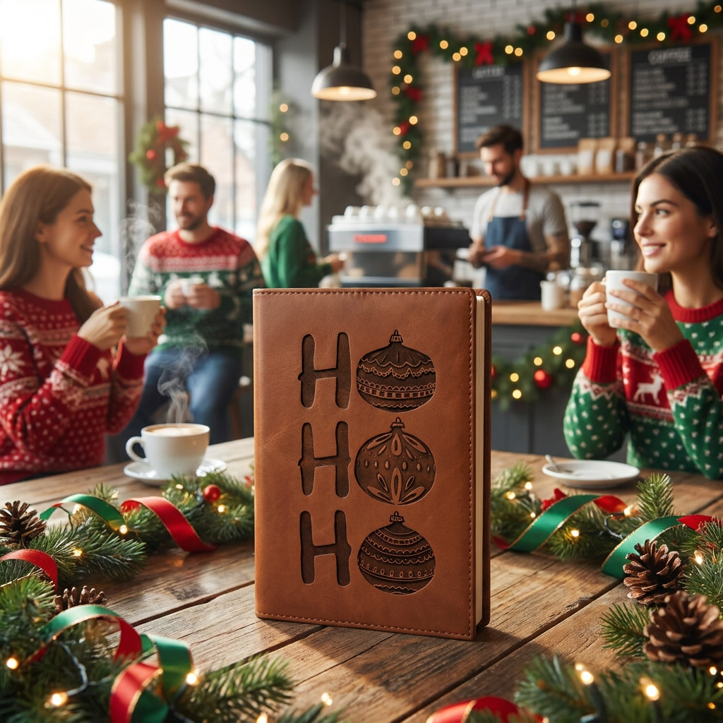 Ho Ho Ho - Leather Journal with Engraving - Perfect Holiday Gift
