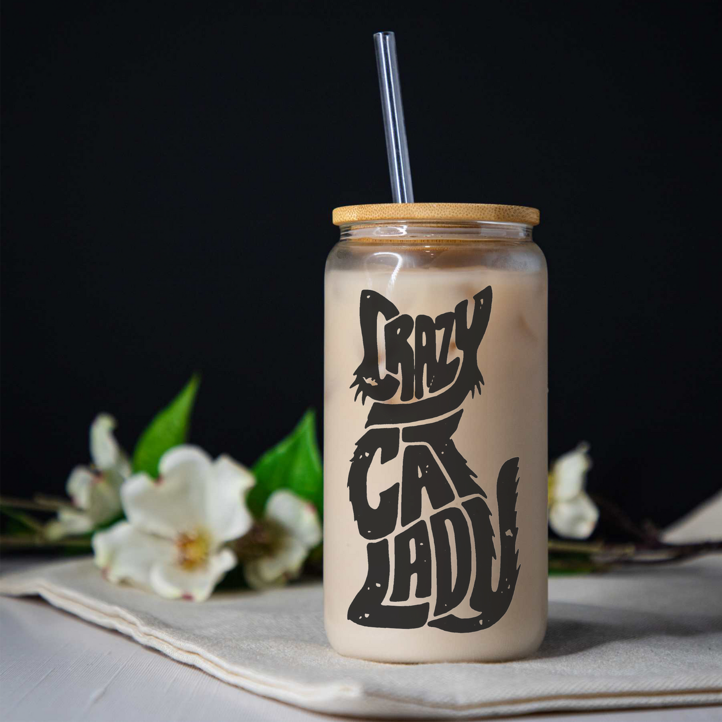 Crazy Cat Lady Glass Cup