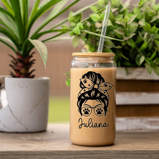 Personalized Dog Mom Glass Can