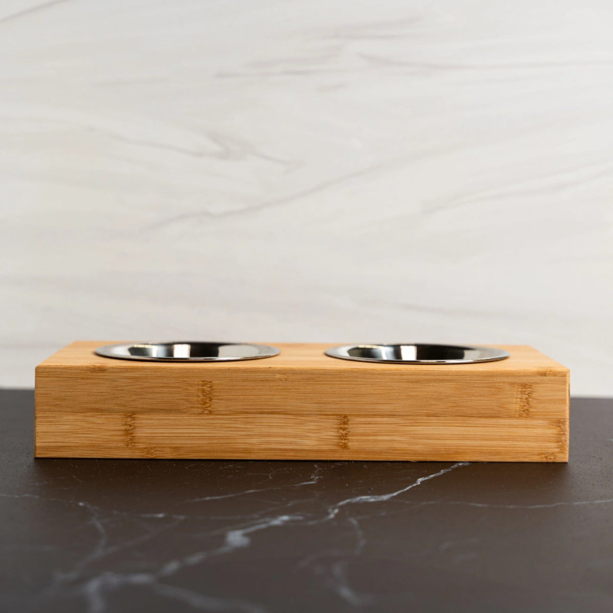 Personalized Wood Pet Feeding Stand with Dog Bowls