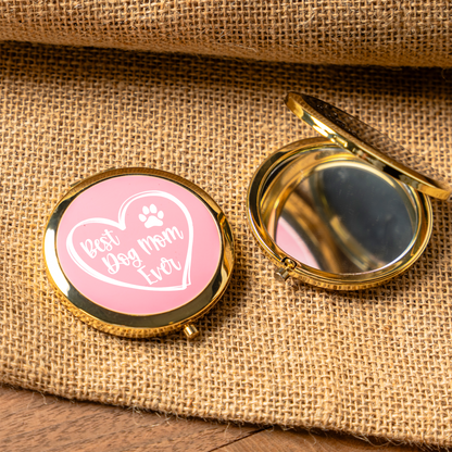 Best Dog Mom Ever Compact Mirror | Dog Mom Pocket Mirror | Funny Dog Lover Gift | Purse Makeup Mirror | Pet Mom Birthday Gift | Mother's Day