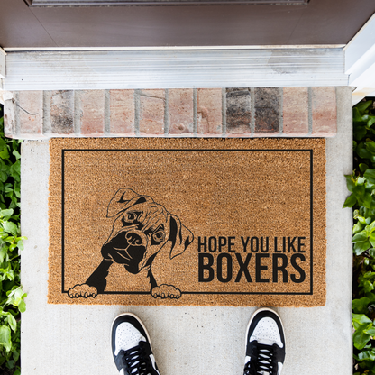 Hope You Like Boxers Funny Dog Doormat, Funny Dog Boxer Doormat, Durable Coir Mat for Entryway, Dog Door Mat