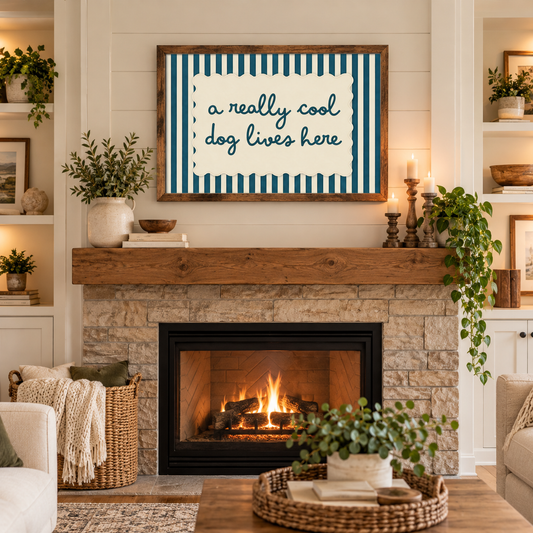 A Really Cool Dog Lives Here Framed Sign