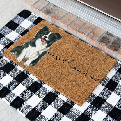 Border Collie Doormat, Dog Welcome Mat, Border Collie Lover Gift, Cute Dog Front Door Mat, Pet Lover Porch Decor, Housewarming Gift