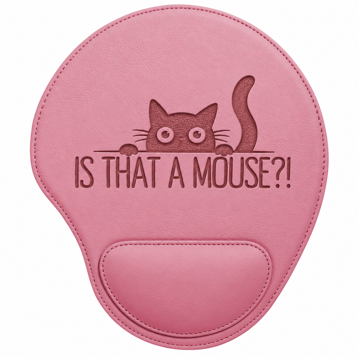 Funny Cat Engraved Leather Mouse Pad