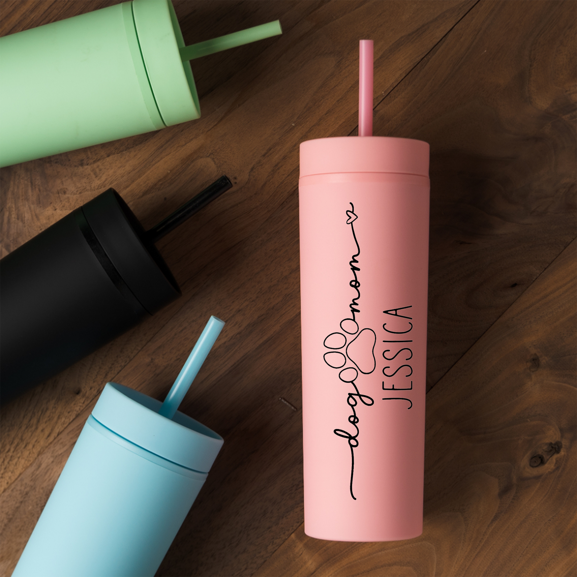 Personalized Dog Mom Skinny Tumbler