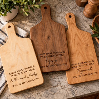 Every Meal and Bite Custom Dog Paddle Cutting Board