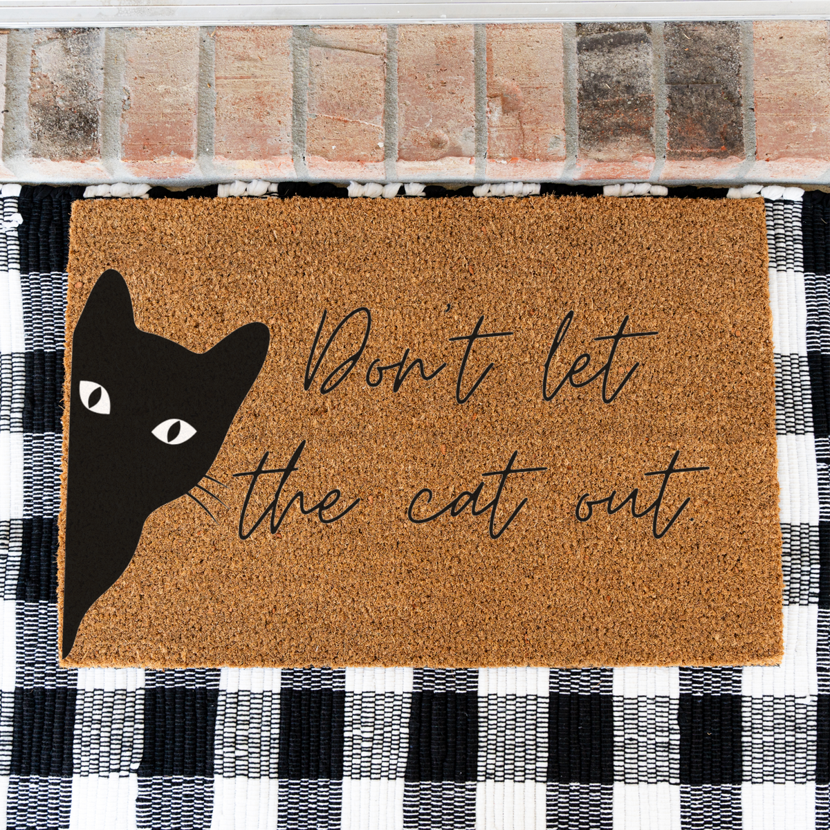 Funny Cat Doormat, Don’t Let the Cat Out Welcome Mat, Black Cat Door Mat, Cat Lover Gift, Funny Front Door Decor, Pet Owner Housewarming