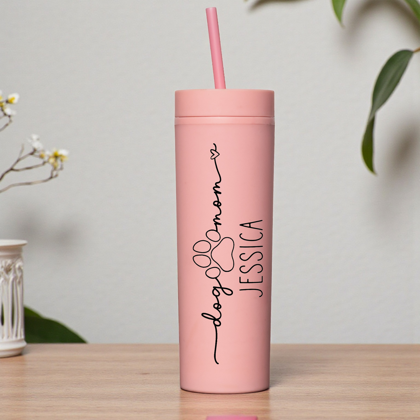 Personalized Dog Mom Skinny Tumbler